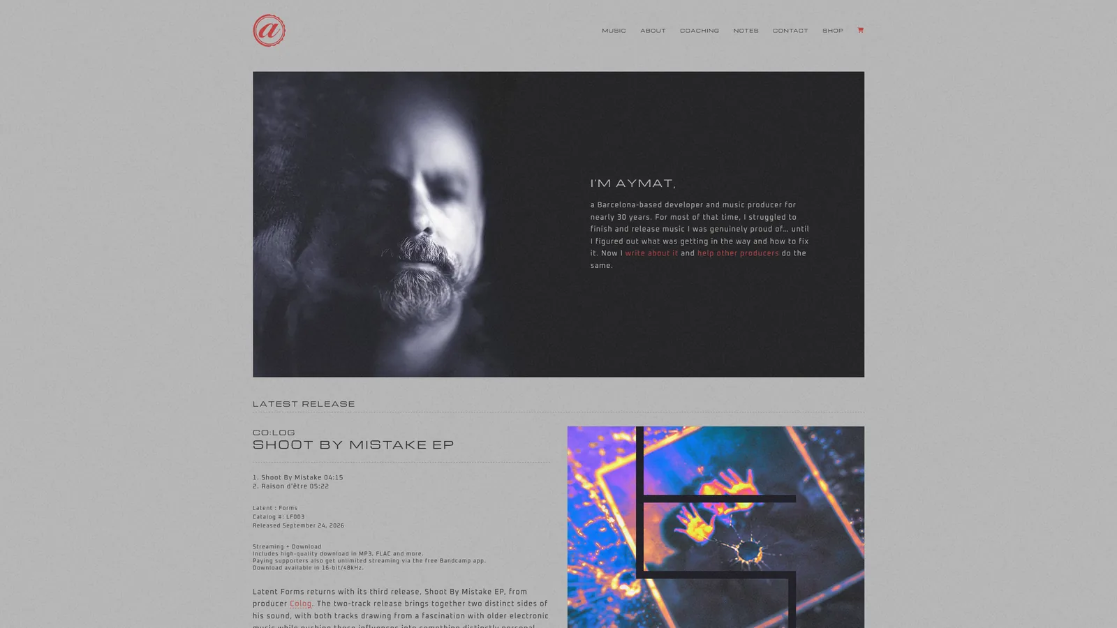 aymat.org homepage, music producer and coach